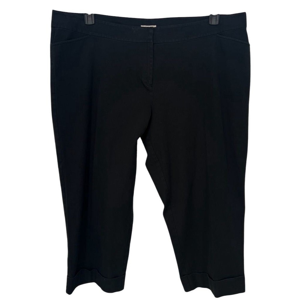 Eileen Fisher Women's Black Capri Pants 3XL Casual Solid Button Closure